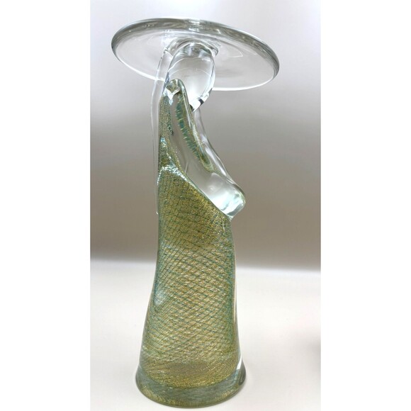 Rare VTG Murano Chinese Couple with Gold Fleck Stripe Standing & Sitting - Picture 6 of 11